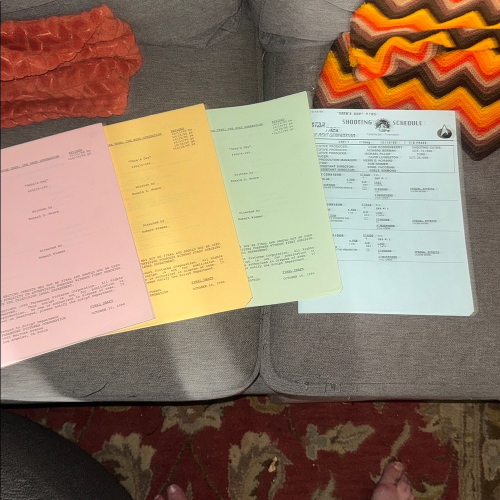 Authentic Star Trek: The Next Generation "Data's Day" Production Script!